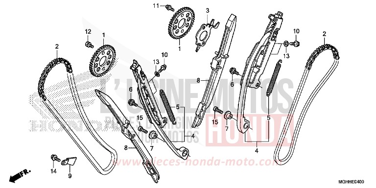 CHAINE A CAMES/TENDEUR von VFR1200X "Crosstourer" DCT CANDY PROMINENCE RED (R342) von 2017